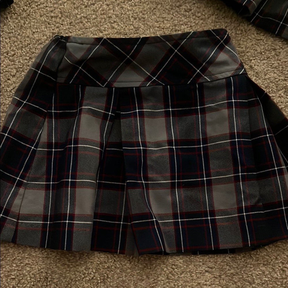 Two Plaid Pleated Circle Skirt in Navy and Gray - Normans uniforms